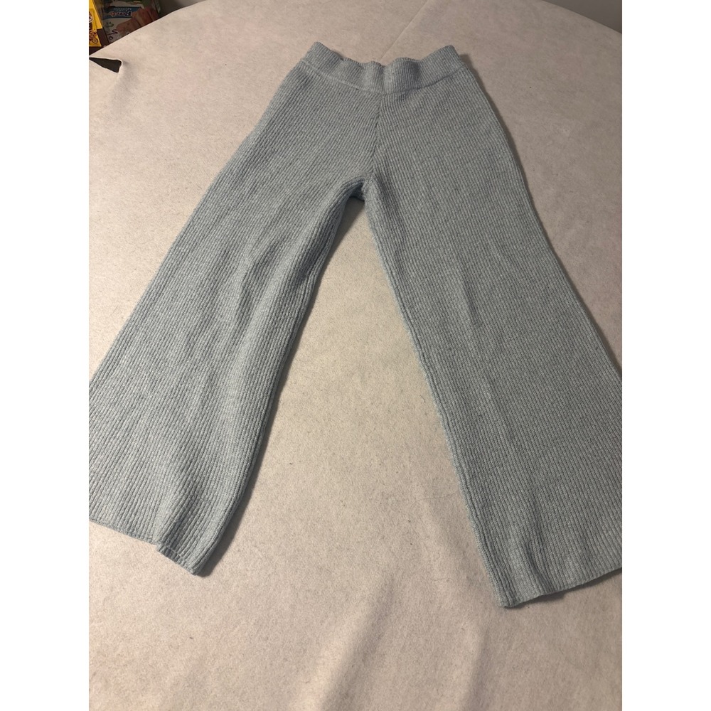 Cider Light Blue Ribbed Knit Wide Leg Pants High Waisted Womens Size M
